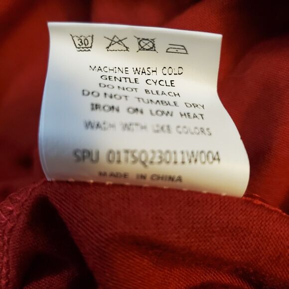 Bloomchic Blouse Women's Large12 Red Solid Long Mesh Sleeve w/ Fabric Dots - Picture 7 of 8